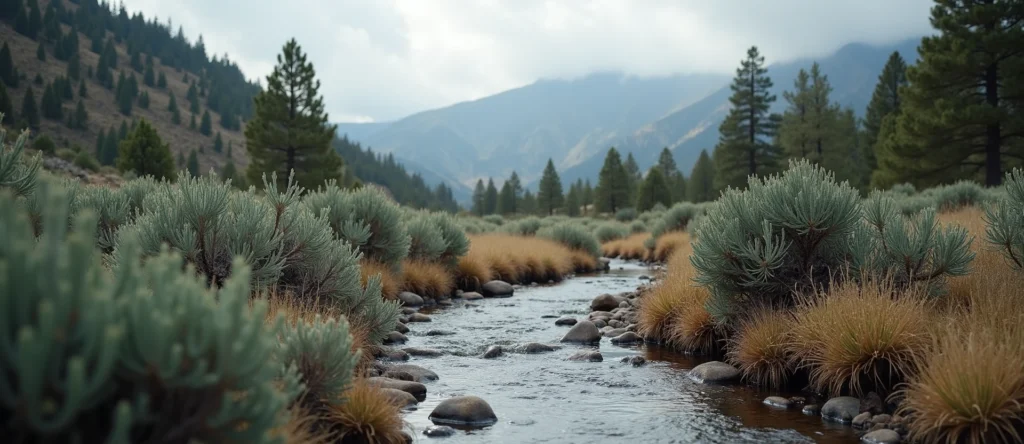 Symbolizing Flow/Cleansing: A local Manzanita babbling mountain creek. - AI Generated