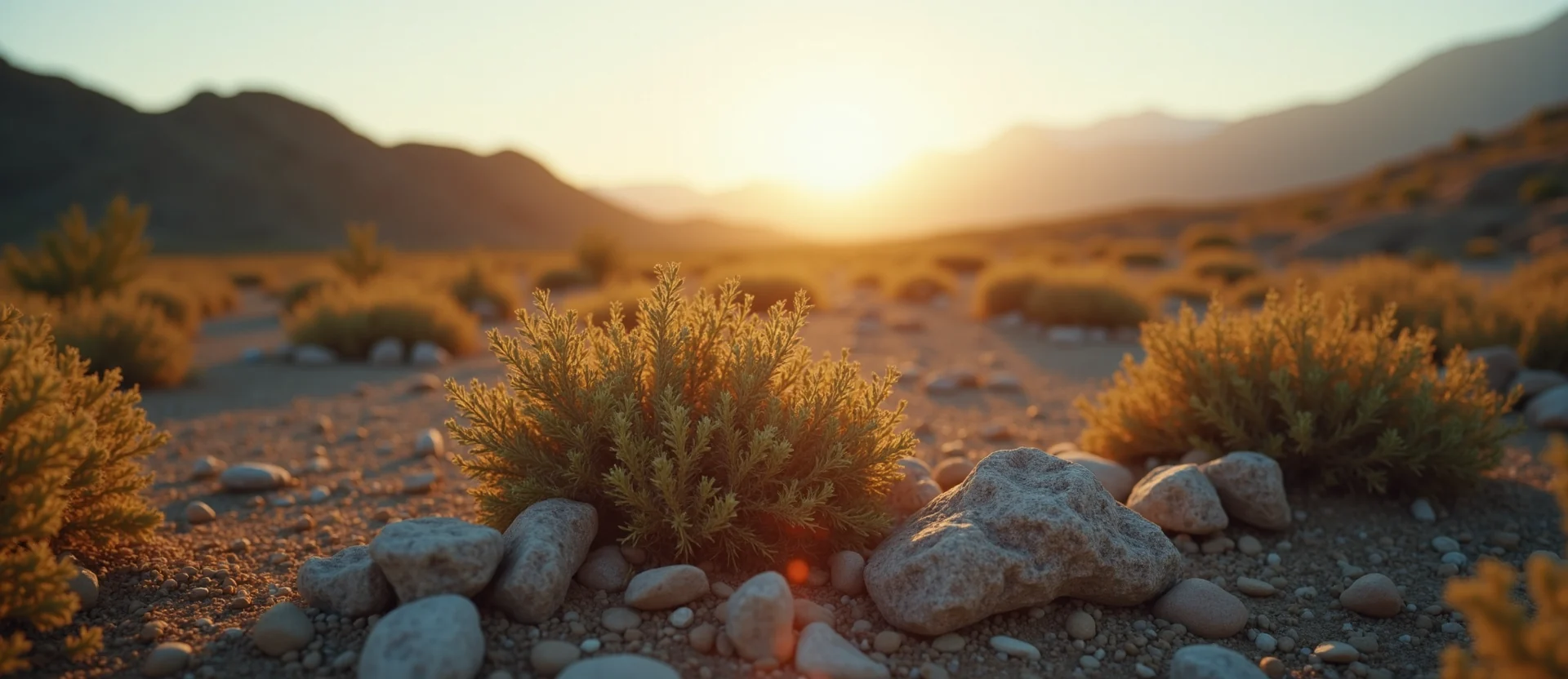 Symbolizing Stability/Peak: A local Bitterbrush distant Sierra horizon. - AI Generated