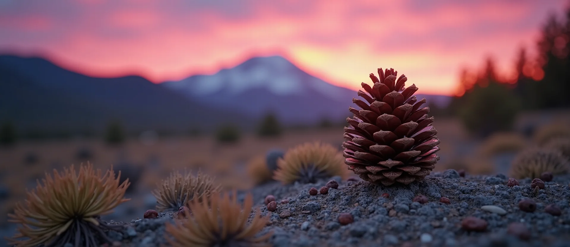 Symbolizing Seed/New Beginning: A local Desert Peach opening pine cone. - AI Generated