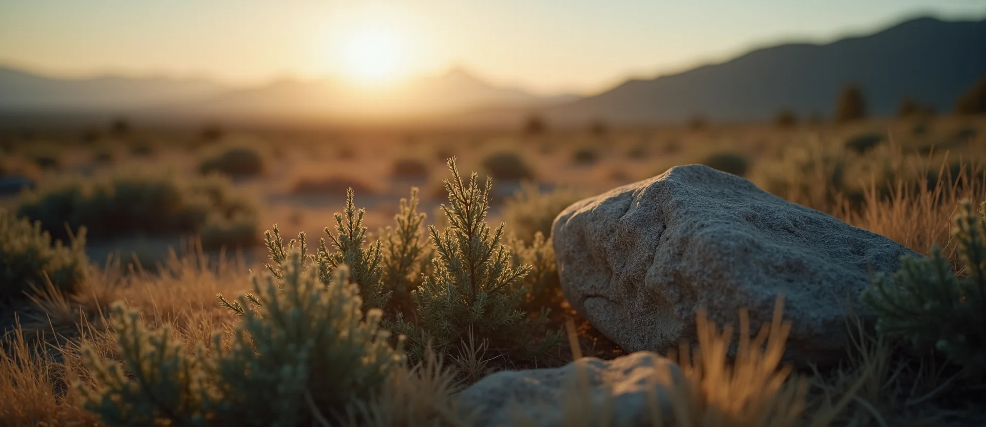 Symbolizing Stability/Peak: A local Rabbitbrush unshakable boulder. - AI Generated