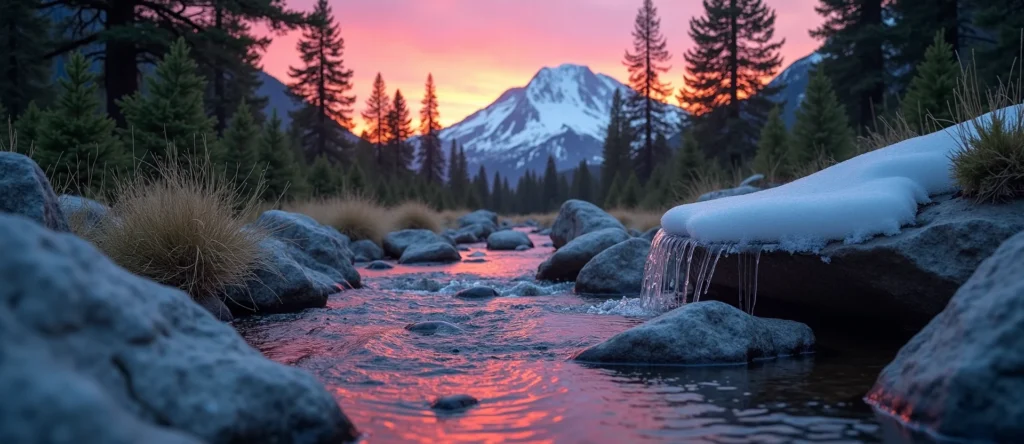 Symbolizing Flow/Cleansing: A local Ponderosa Pine babbling mountain creek. - AI Generated