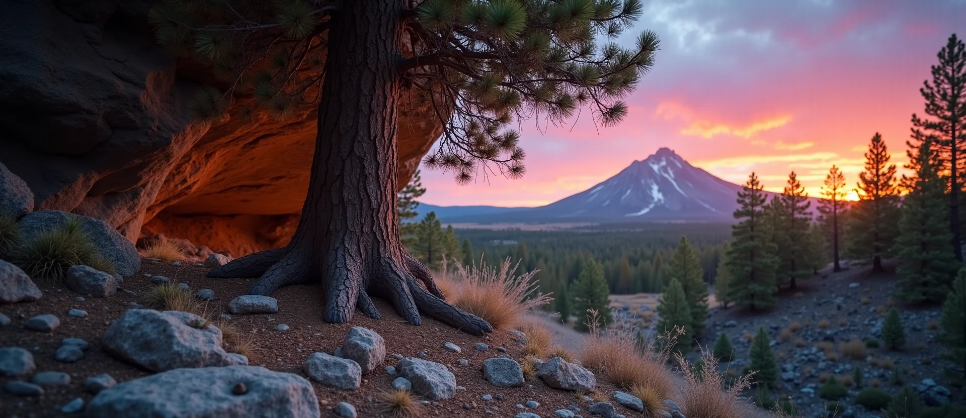 Symbolizing Growth/Resilience: A local Quaking Aspen tree growing out of a rock cleft. - AI Generated