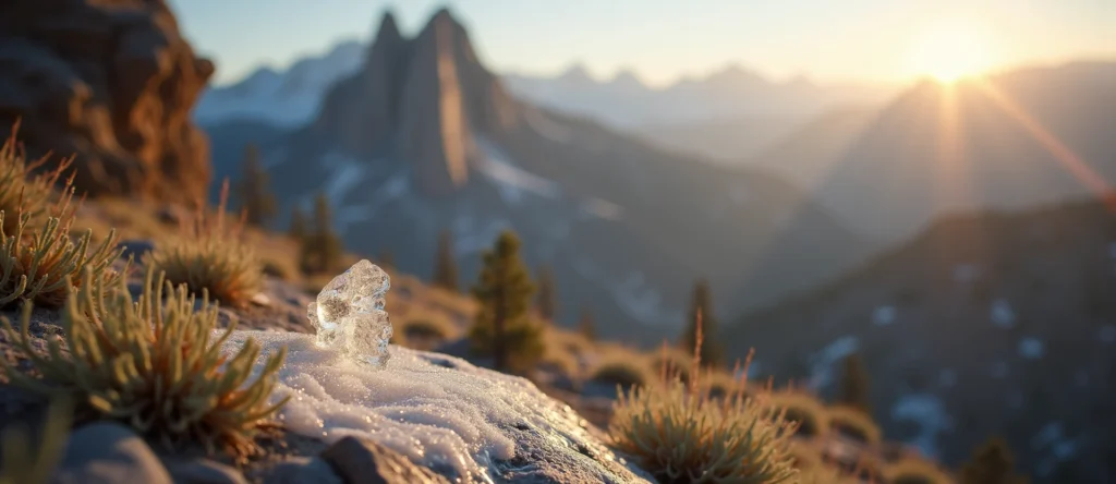 Symbolizing Stability/Peak: A local Sagebrush (Artemisia tridentata) jagged granite peak. - AI Generated