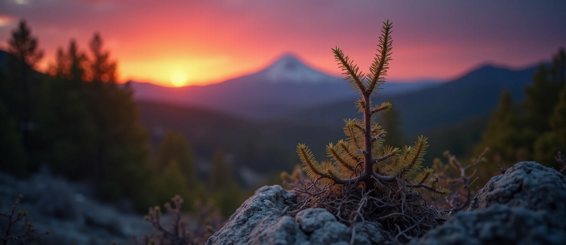 Symbolizing Growth/Resilience: A local Sierra Juniper new branch reaching for the sky. - AI Generated