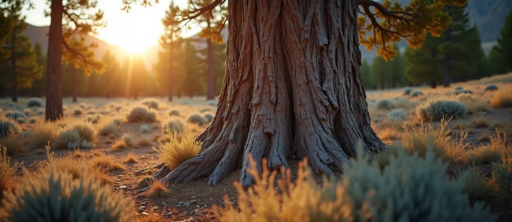 Symbolizing Growth/Resilience: A local Mountain Mahogany sturdy weathered tree trunk. - AI Generated