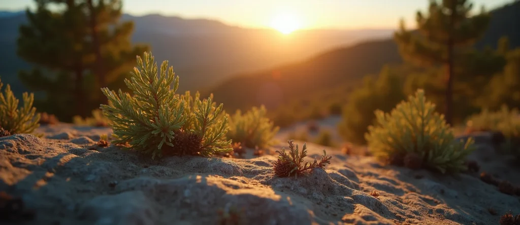 Symbolizing Stability/Peak: A local Mountain Mahogany distant Sierra horizon. - AI Generated