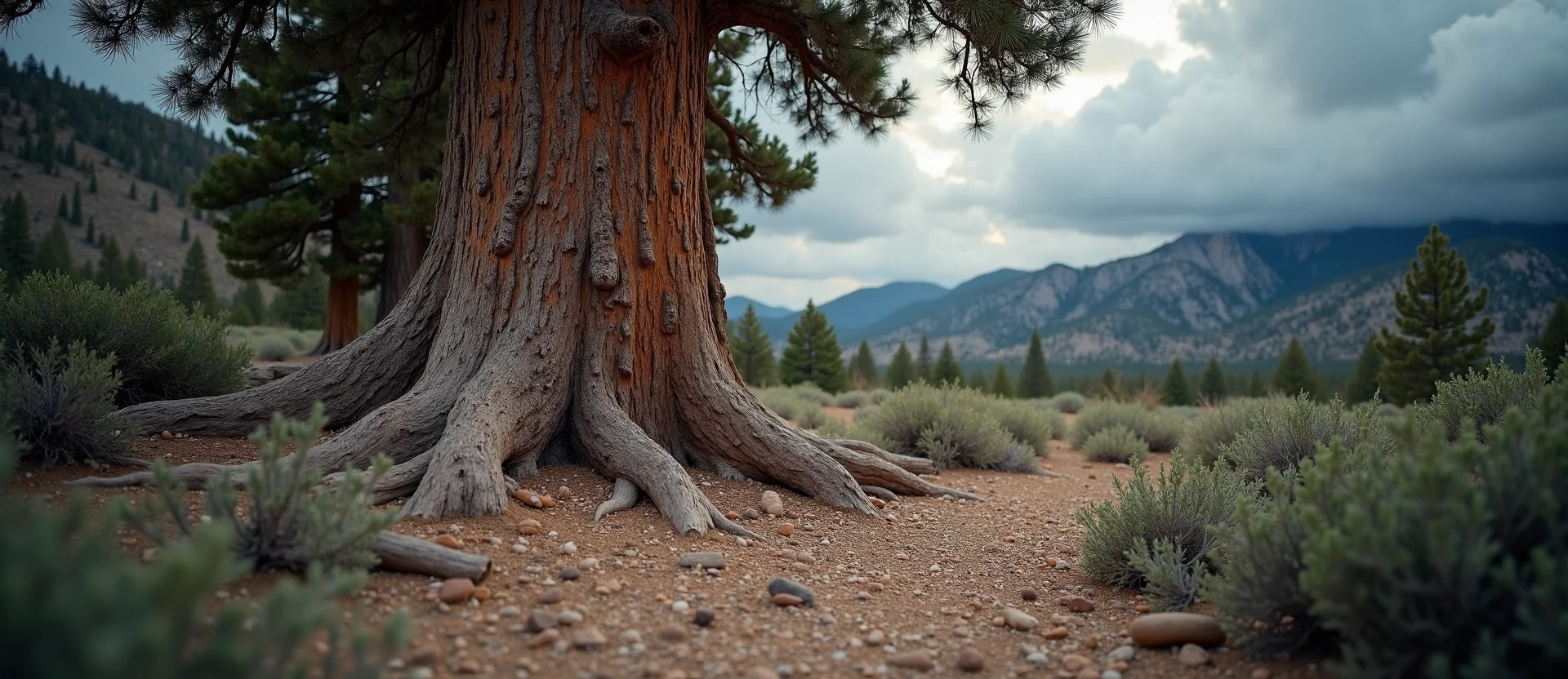 Symbolizing Growth/Resilience: A local Manzanita sturdy weathered tree trunk. - AI Generated
