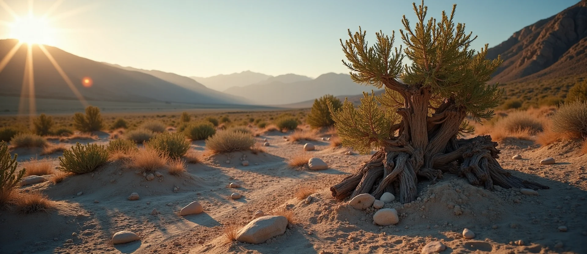 Symbolizing Growth/Resilience: A local Desert Peach gnarled juniper roots. - AI Generated