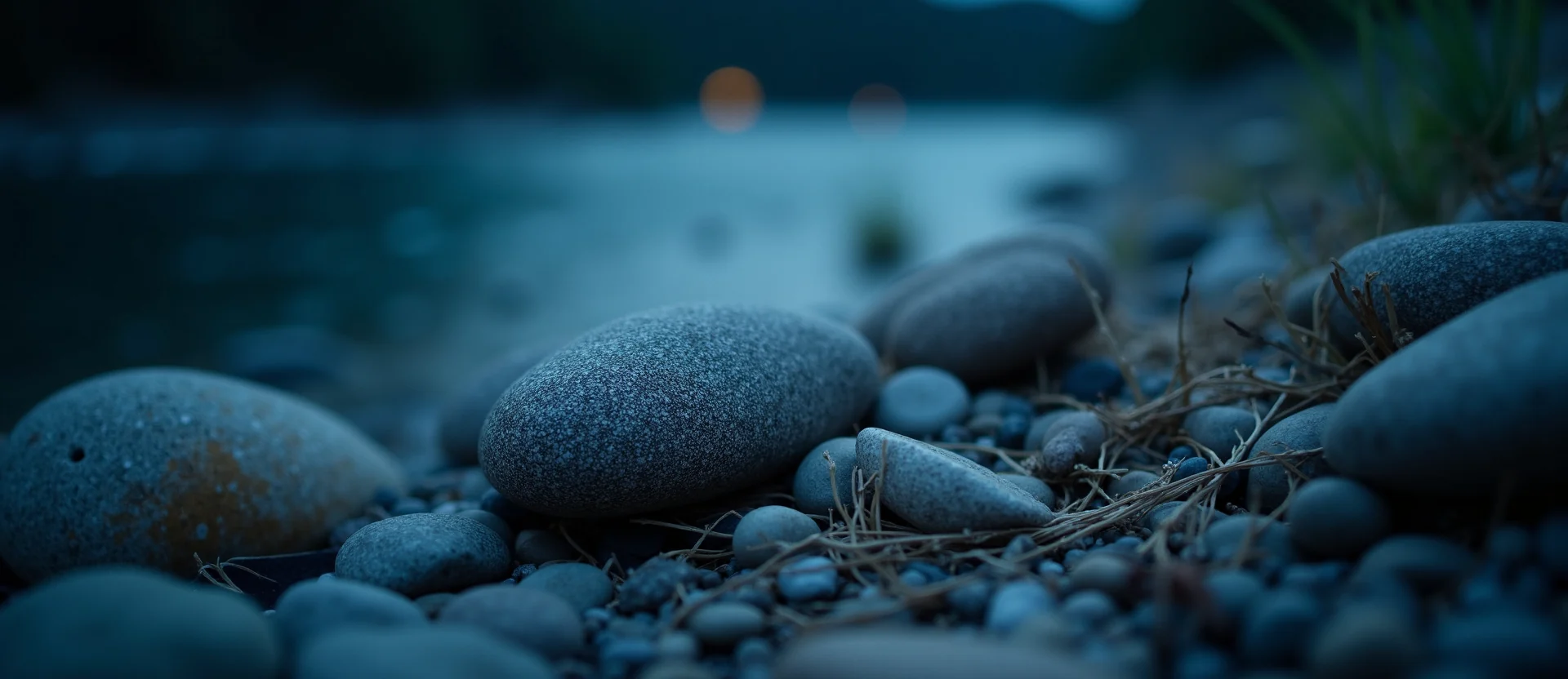 Symbolizing Flow/Cleansing: A local Rabbitbrush smooth Truckee river stones. - AI Generated