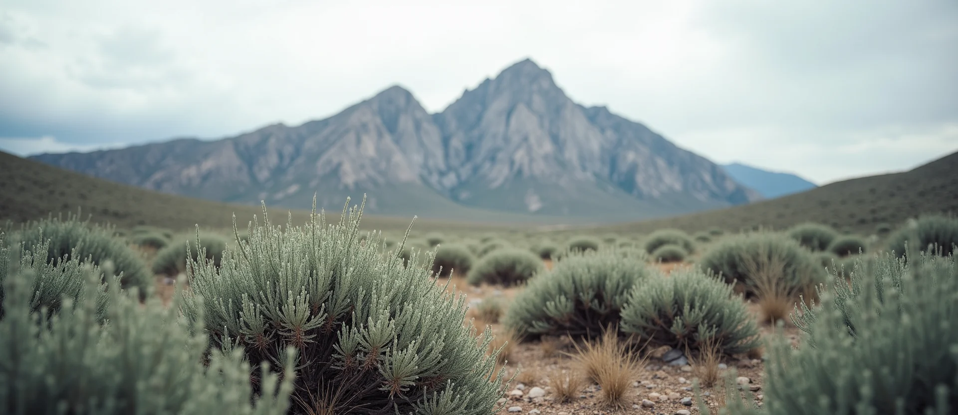 Symbolizing Stability/Peak: A local Sagebrush (Artemisia tridentata) jagged granite peak. - AI Generated