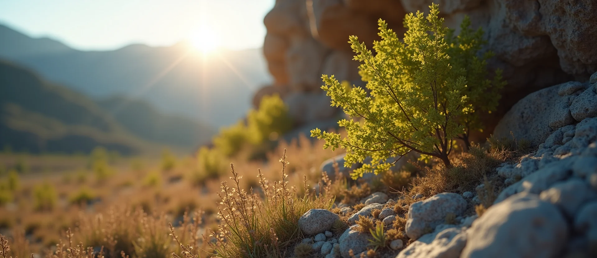 Symbolizing Growth/Resilience: A local Indian Paintbrush tree growing out of a rock cleft. - AI Generated
