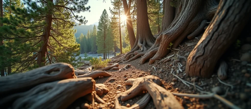 Symbolizing Growth/Resilience: A local Ponderosa Pine sturdy weathered tree trunk. - AI Generated