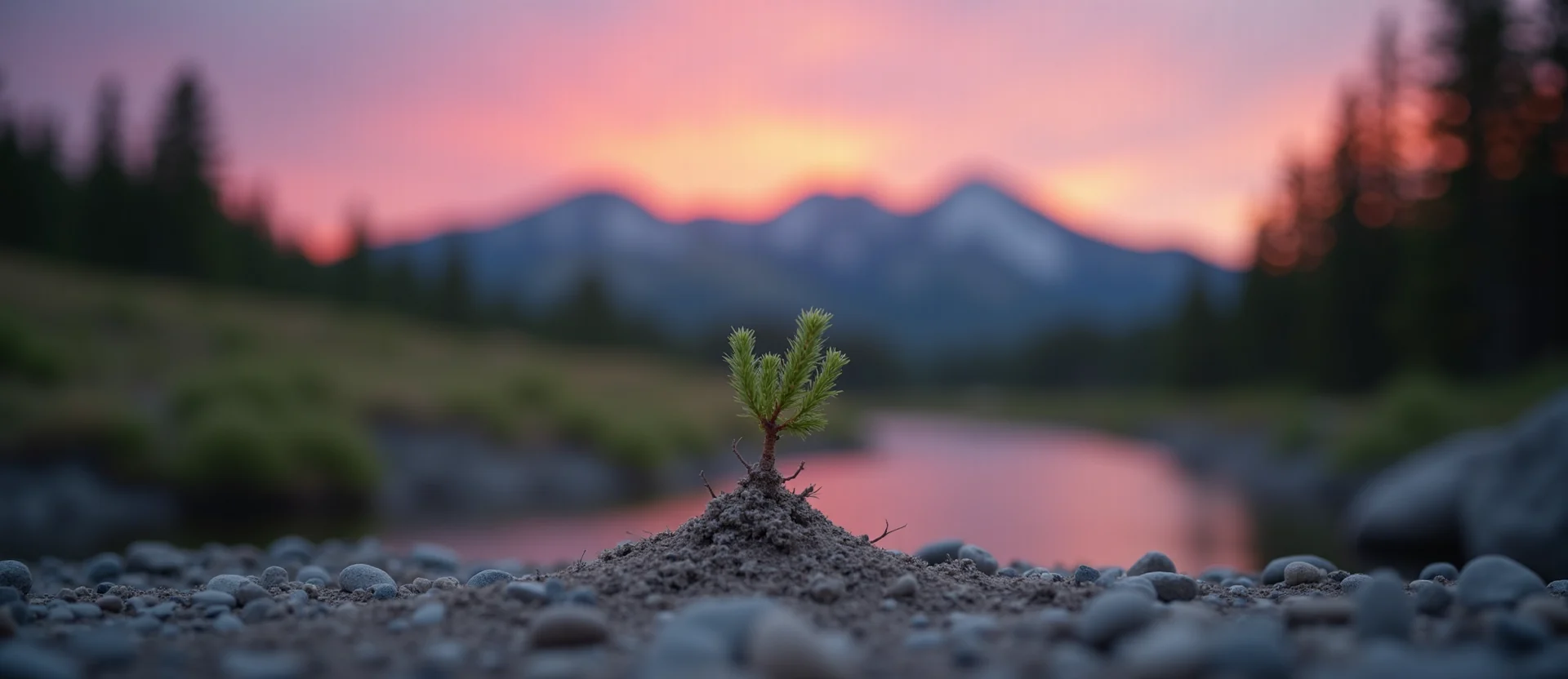 Symbolizing Growth/Resilience: A local Ponderosa Pine new branch reaching for the sky. - AI Generated