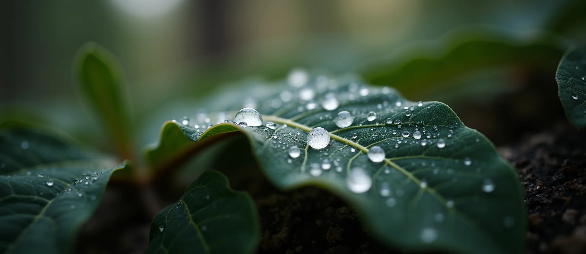 Symbolizing Flow/Cleansing: A local Ponderosa Pine raindrops on desert leaves. - AI Generated