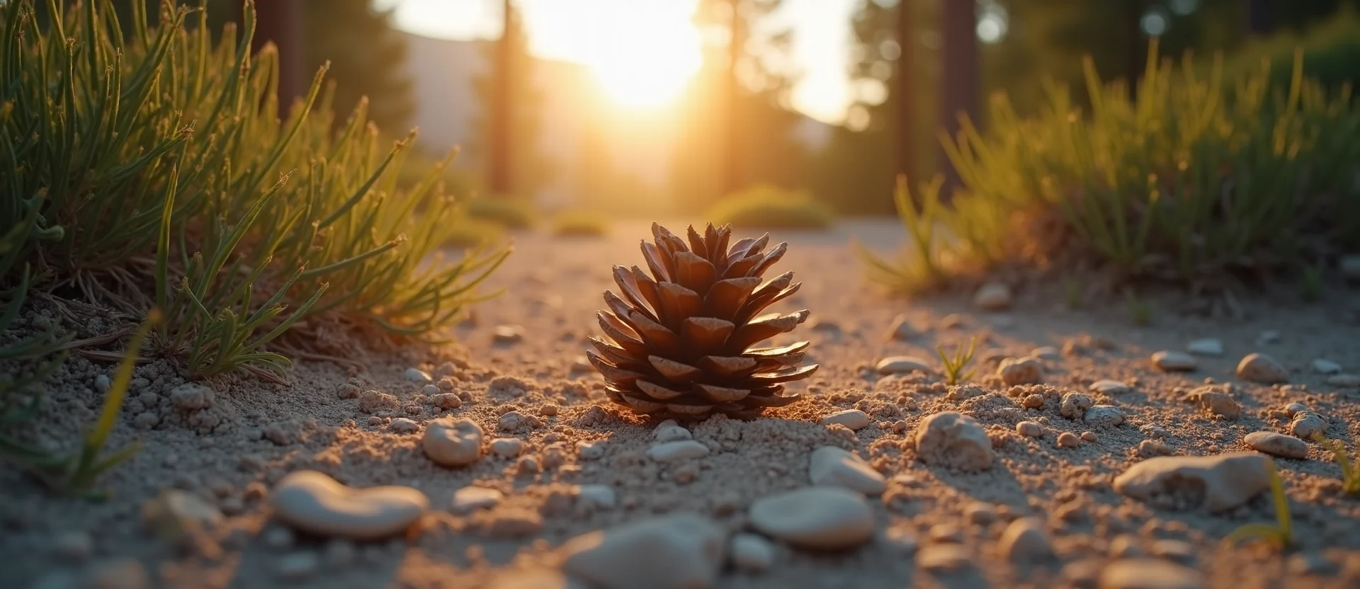 Symbolizing Seed/New Beginning: A local Desert Peach opening pine cone. - AI Generated