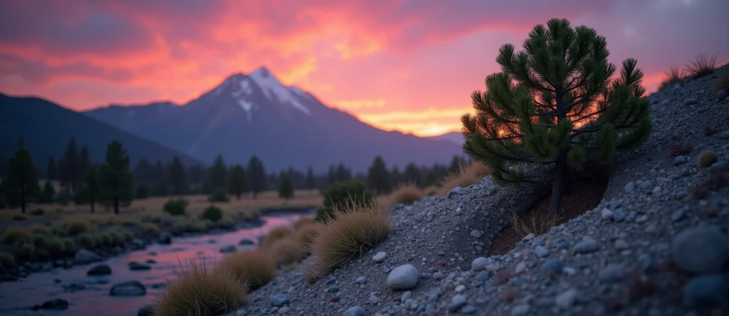 Symbolizing Growth/Resilience: A local Sierra Juniper tree growing out of a rock cleft. - AI Generated
