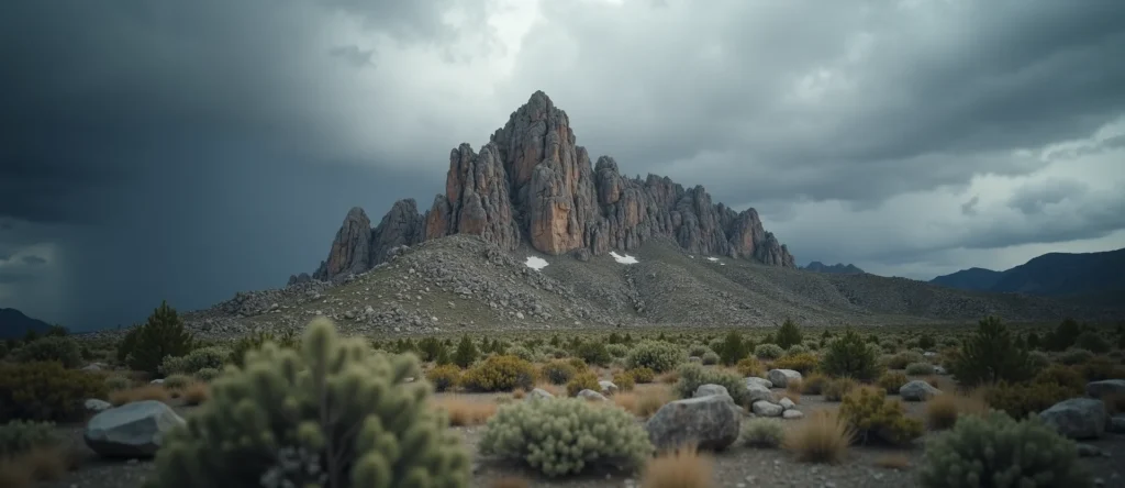 Symbolizing Stability/Peak: A local Sierra Juniper jagged granite peak. - AI Generated