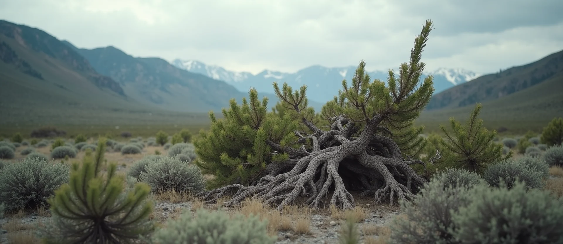 Symbolizing Growth/Resilience: A local Bitterbrush gnarled juniper roots. - AI Generated