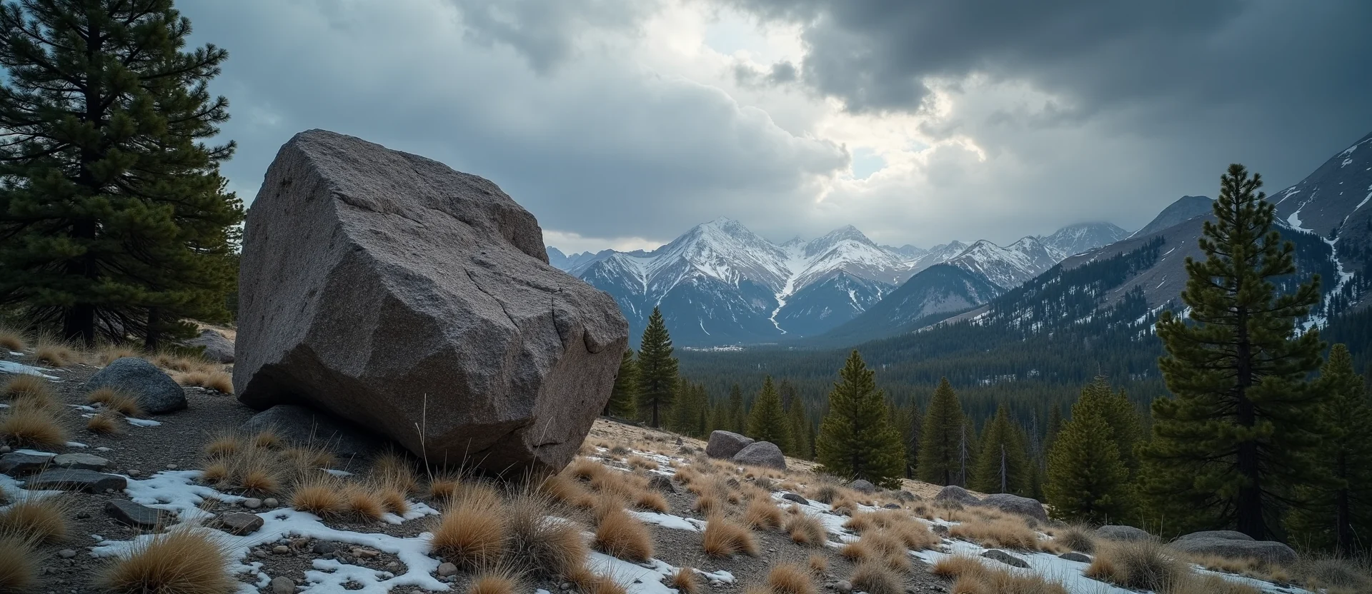 Symbolizing Stability/Peak: A local Ponderosa Pine unshakable boulder. - AI Generated