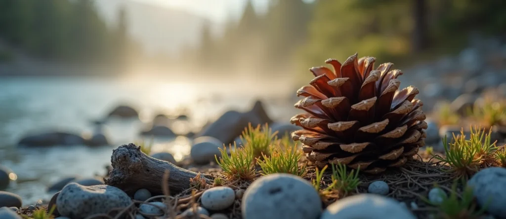 Symbolizing Seed/New Beginning: A local Bitterbrush opening pine cone. - AI Generated