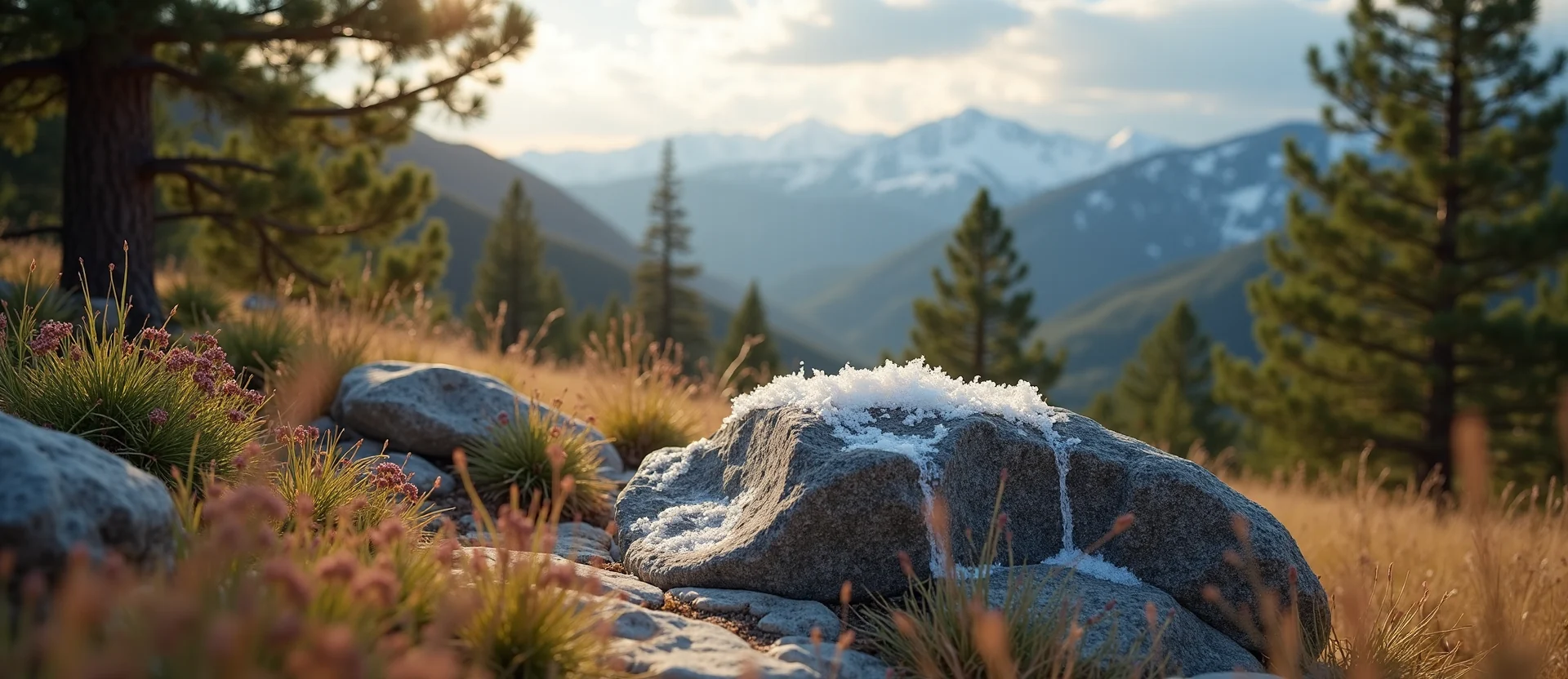 Symbolizing Stability/Peak: A local Indian Paintbrush unshakable boulder. - AI Generated