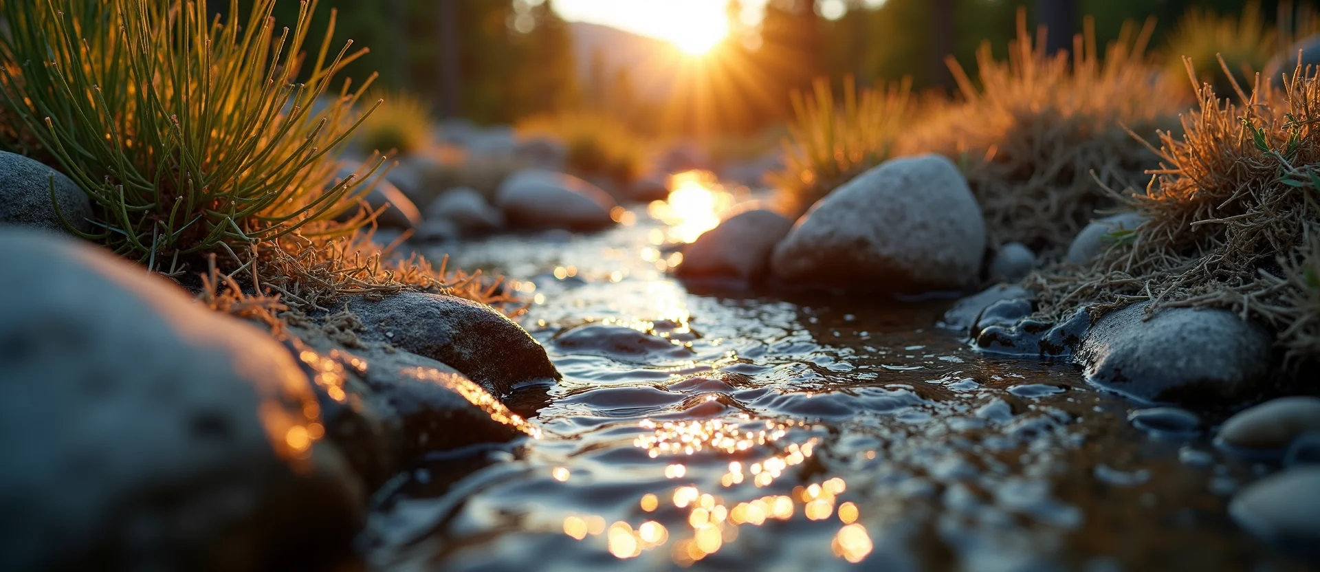 Symbolizing Flow/Cleansing: A local Ponderosa Pine clear cold snowmelt stream. - AI Generated