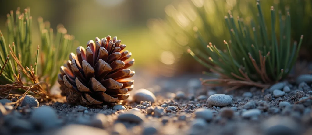 Symbolizing Seed/New Beginning: A local Ponderosa Pine opening pine cone. - AI Generated