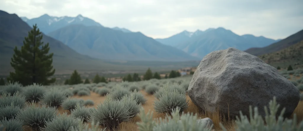 Symbolizing Stability/Peak: A local Mountain Mahogany unshakable boulder. - AI Generated