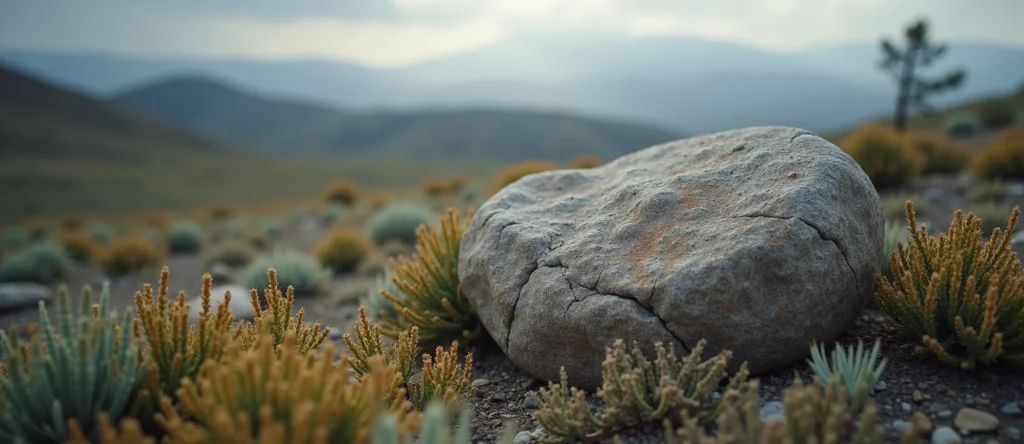 Symbolizing Stability/Peak: A local Indian Paintbrush unshakable boulder. - AI Generated