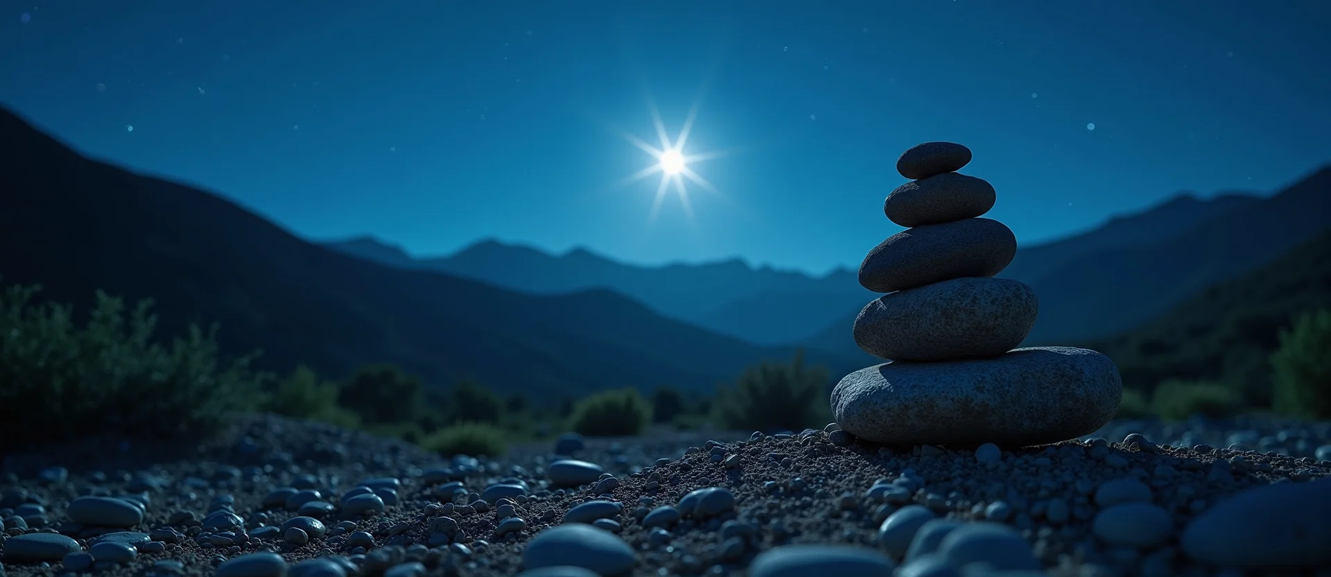 Symbolizing Stability/Peak: A local Manzanita ancient rock cairn. - AI Generated