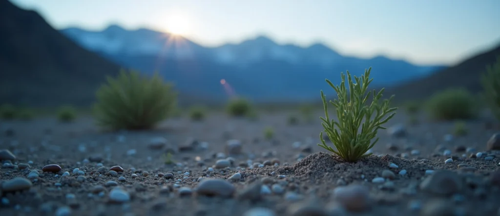 Symbolizing Seed/New Beginning: A local Mountain Mahogany sprouting sagebrush seedling. - AI Generated