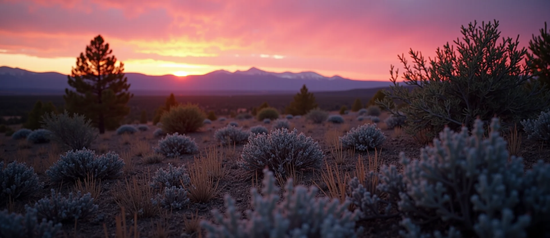 Symbolizing Stability/Peak: A local Bitterbrush distant Sierra horizon. - AI Generated