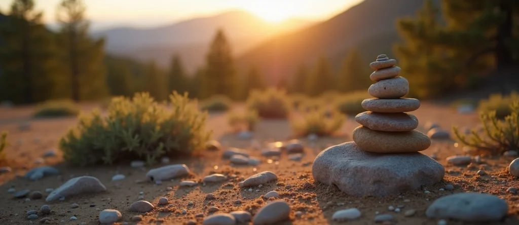 Symbolizing Stability/Peak: A local Mountain Mahogany ancient rock cairn. - AI Generated