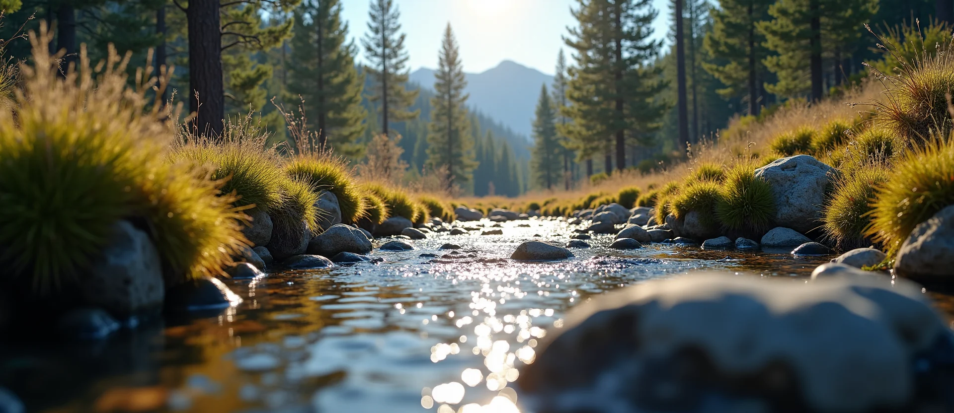 Symbolizing Flow/Cleansing: A local Quaking Aspen clear cold snowmelt stream. - AI Generated