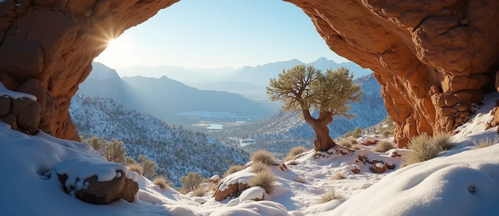 Symbolizing Growth/Resilience: A local Desert Peach tree growing out of a rock cleft. - AI Generated