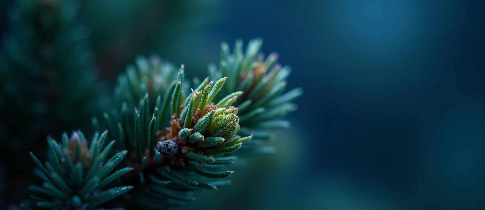 Symbolizing Seed/New Beginning: A local Sierra Juniper new green bud on a branch. - AI Generated