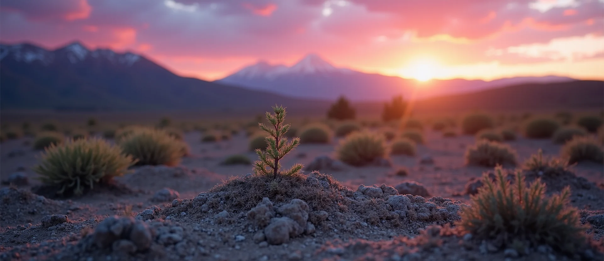 Symbolizing Seed/New Beginning: A local Sierra Juniper sprouting sagebrush seedling. - AI Generated