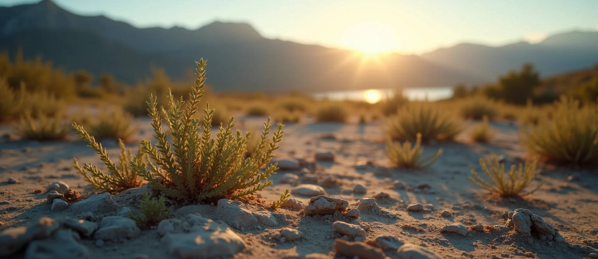 Symbolizing Seed/New Beginning: A local Sierra Juniper sprouting sagebrush seedling. - AI Generated