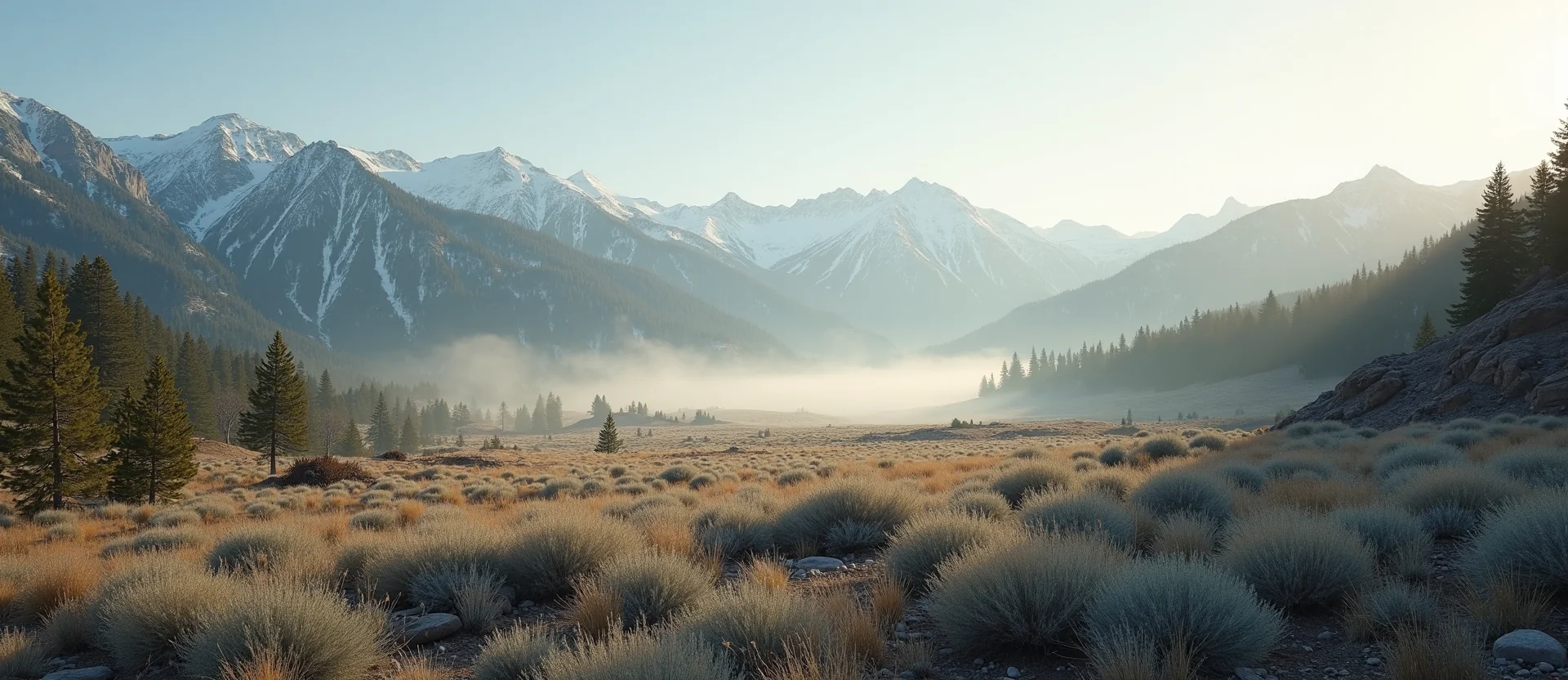Symbolizing Identity/Local: A local Sagebrush (Artemisia tridentata) Sierra Nevada skyline. - AI Generated