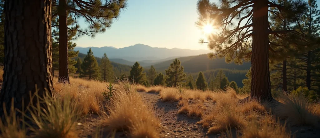 Symbolizing Stability/Peak: A local Ponderosa Pine distant Sierra horizon. - AI Generated