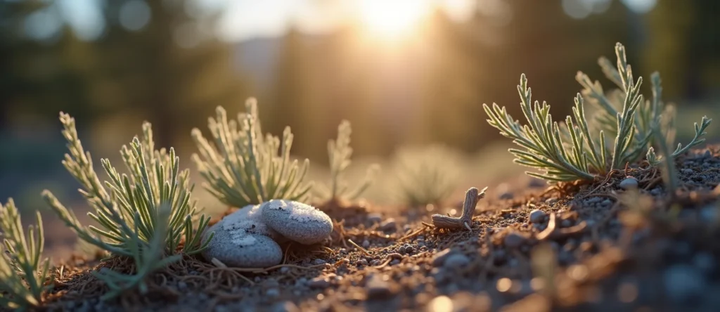 Symbolizing Seed/New Beginning: A local Sagebrush (Artemisia tridentata) single pine seed on dry earth. - AI Generated