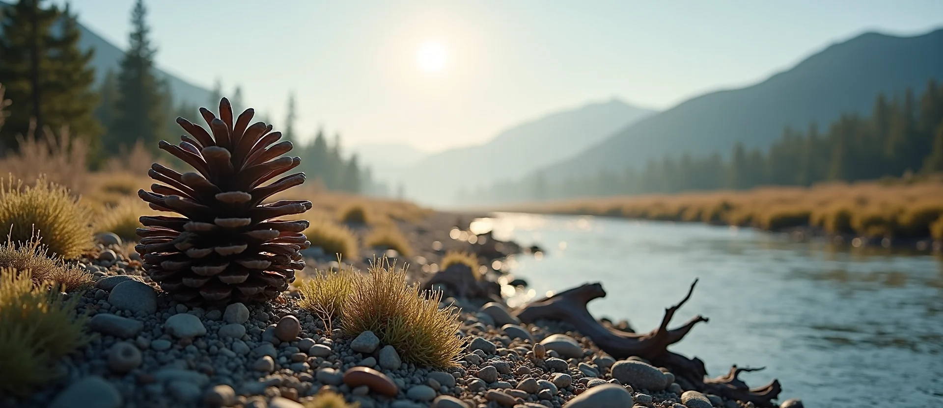 Symbolizing Seed/New Beginning: A local Rabbitbrush opening pine cone. - AI Generated