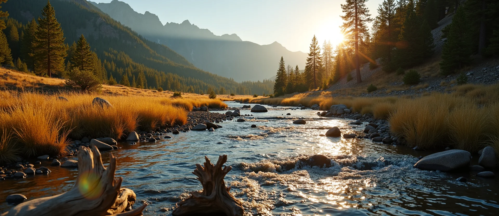 Symbolizing Flow/Cleansing: A local Ponderosa Pine babbling mountain creek. - AI Generated
