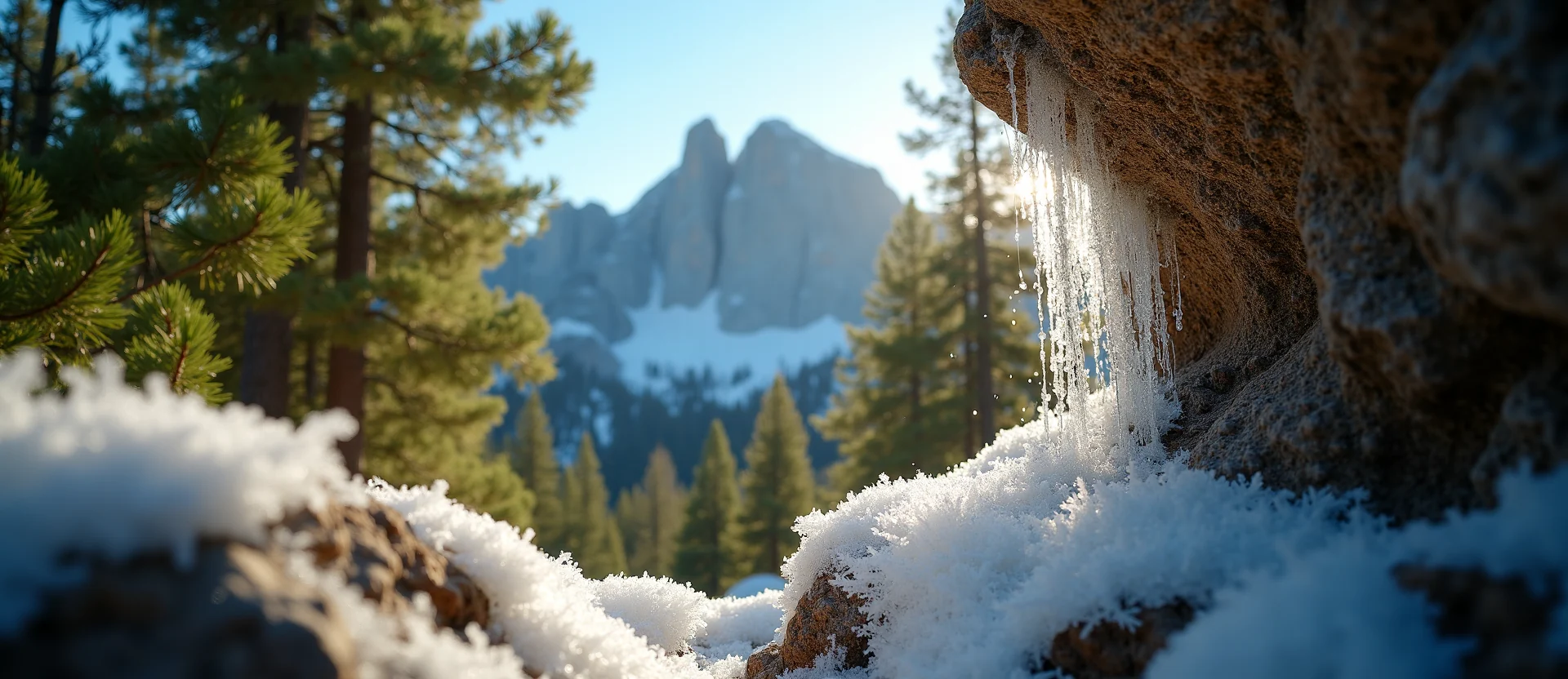 Symbolizing Stability/Peak: A local Mountain Mahogany jagged granite peak. - AI Generated