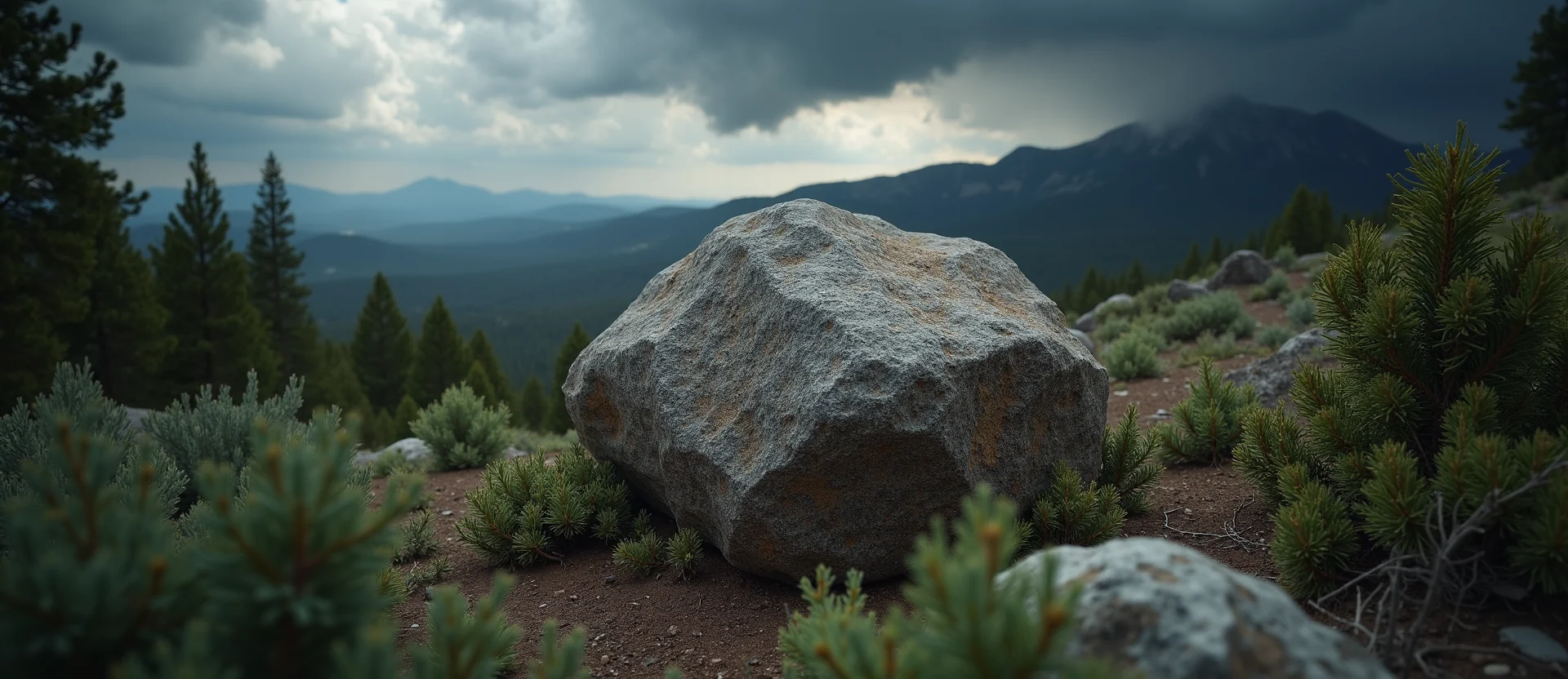 Symbolizing Stability/Peak: A local Mountain Mahogany unshakable boulder. - AI Generated