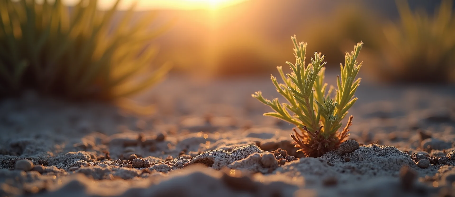 Symbolizing Seed/New Beginning: A local Indian Paintbrush shoot emerging from cracked soil. - AI Generated