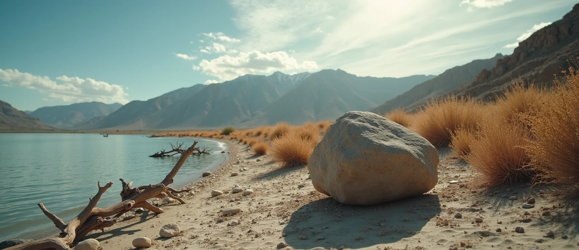 Symbolizing Stability/Peak: A local Desert Peach unshakable boulder. - AI Generated