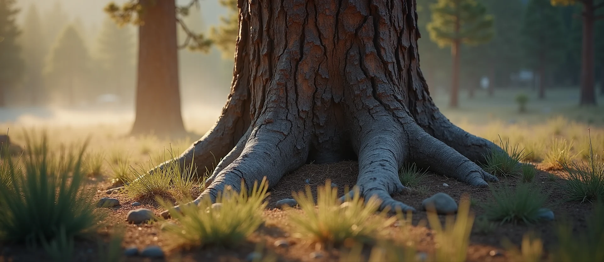 Symbolizing Growth/Resilience: A local Desert Peach sturdy weathered tree trunk. - AI Generated