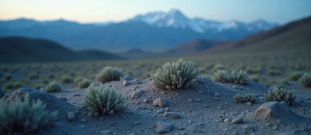 Symbolizing Stability/Peak: A local Rabbitbrush solid mountain ridge. - AI Generated