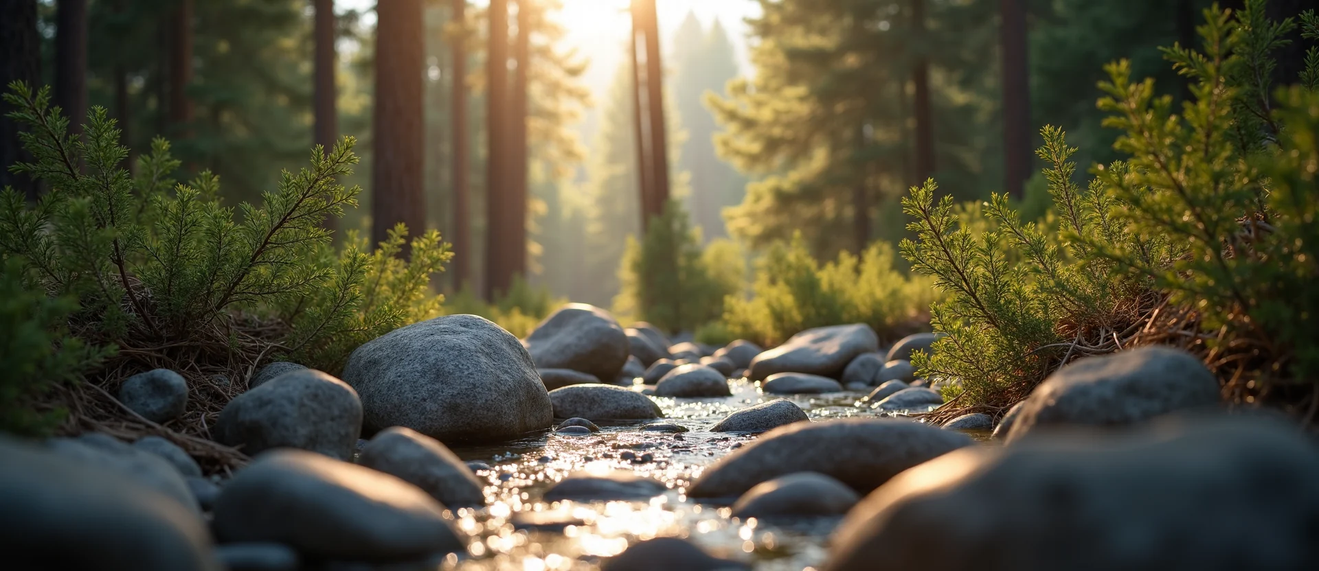 Symbolizing Flow/Cleansing: A local Sierra Juniper smooth Truckee river stones. - AI Generated